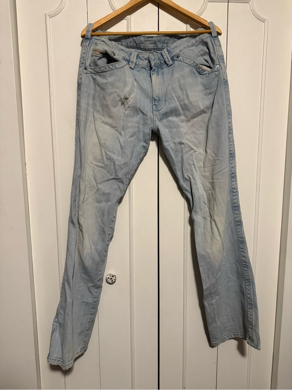Diesel distressed vintage Italy Light Blue Men's Straight Jeans